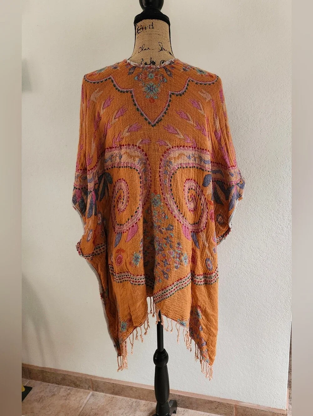 Reversible Boho Fringe Kimono Cover-up One Size